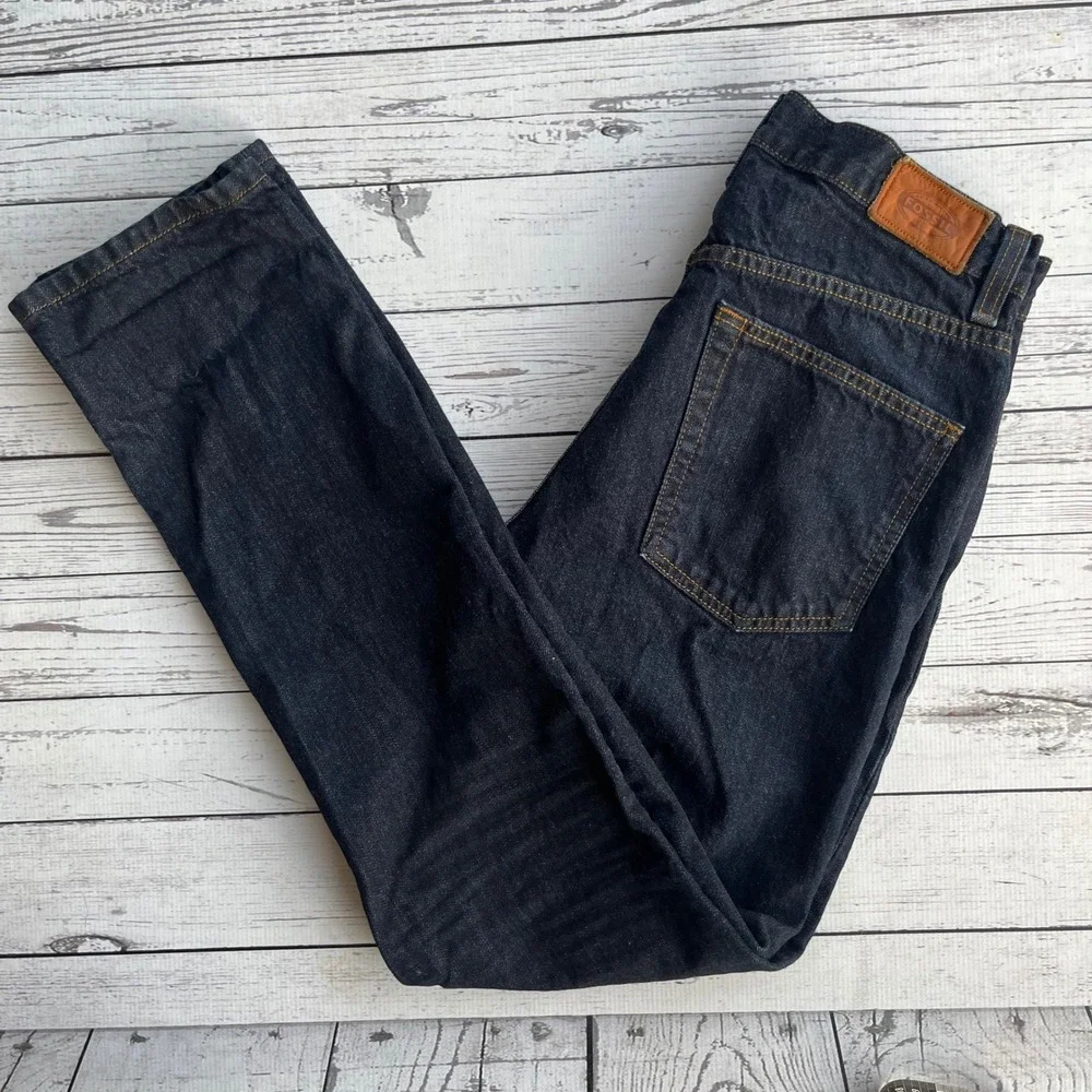Fossil Mens Vintage Straight Dark Indigo Button Fly Jeans‎ Y2K Streetwear 30x32